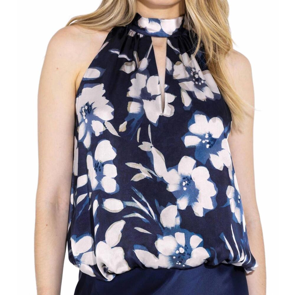 NEW GO BY GO SILK bubble printed silk blouse in fair winds floral